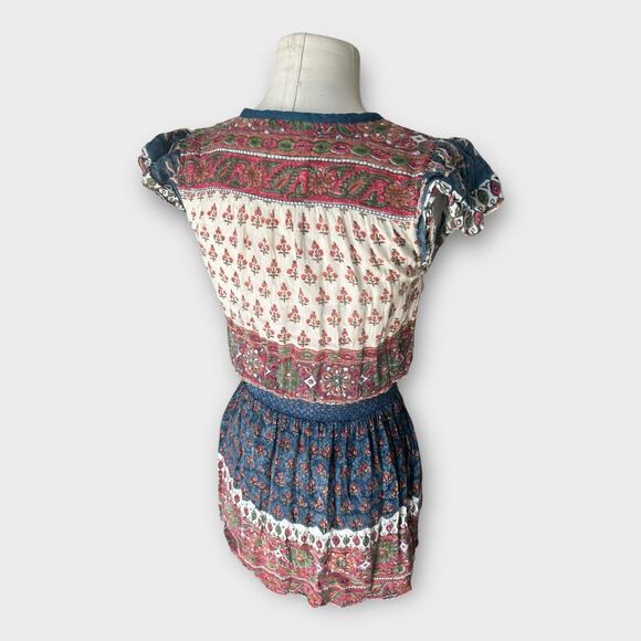 Faherty Bemini Kapu Beach Print Dress Smocked Waist Mini Boho Womens Size Small - Picture 3 of 10